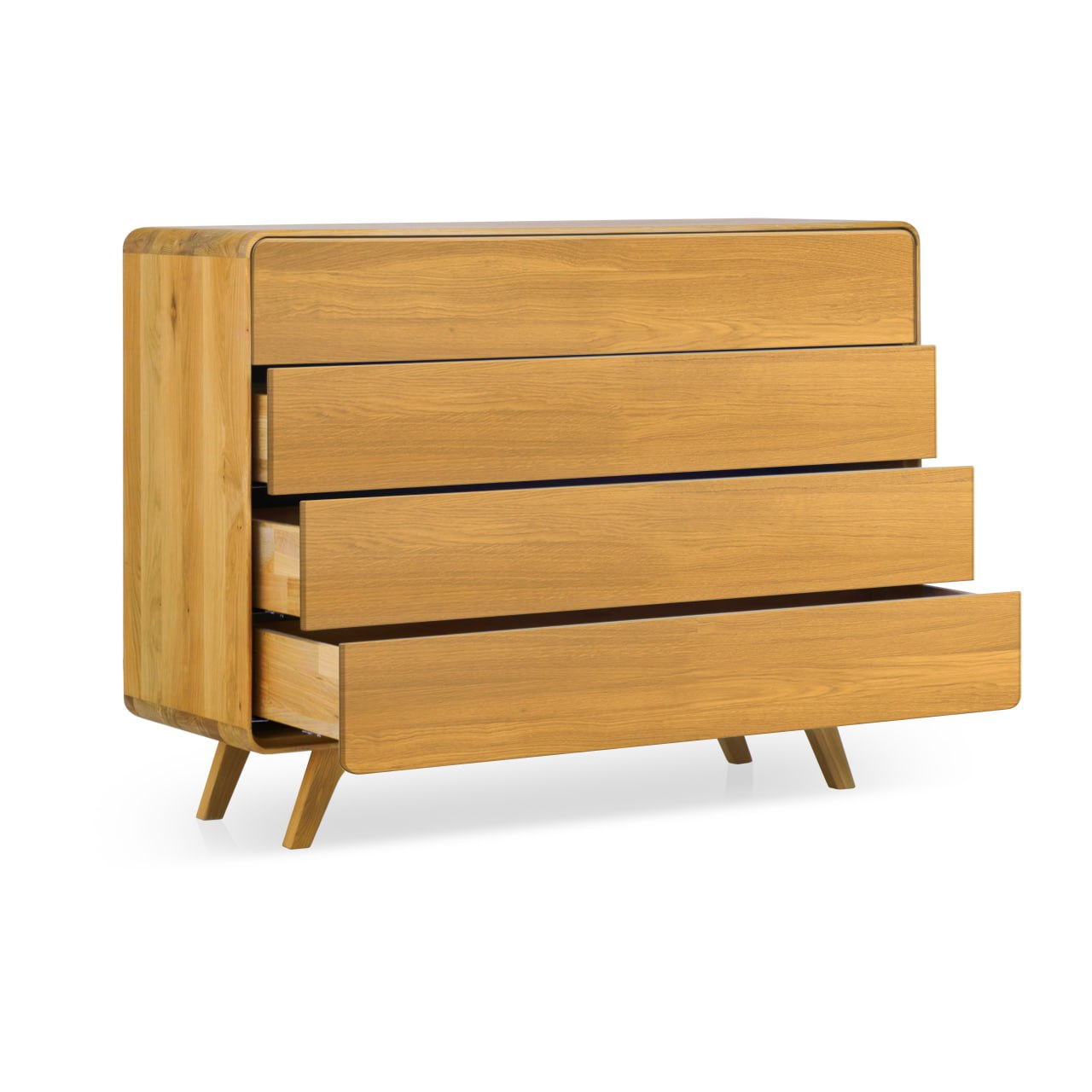 NordicStory Comoda de madera maciza roble "Geneva 3", 120 x 42 x 90 cm.